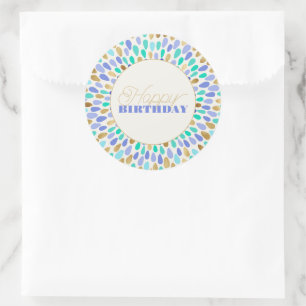 Summer Blue Blume Burst Runder Aufkleber