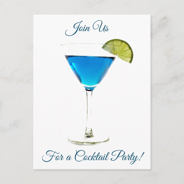 Summer Blue Cocktail Party Einladung (Vorderseite)