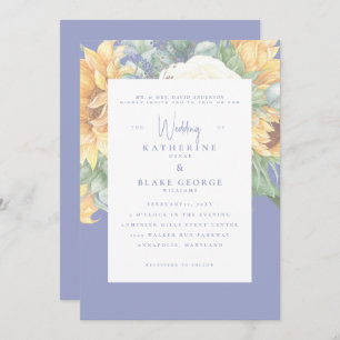 Summer Blue Elegante Sonnenblume Toskanische Hochz Einladung