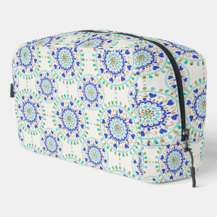 Summer Blue Gold Heart Mandala Waschbeutel