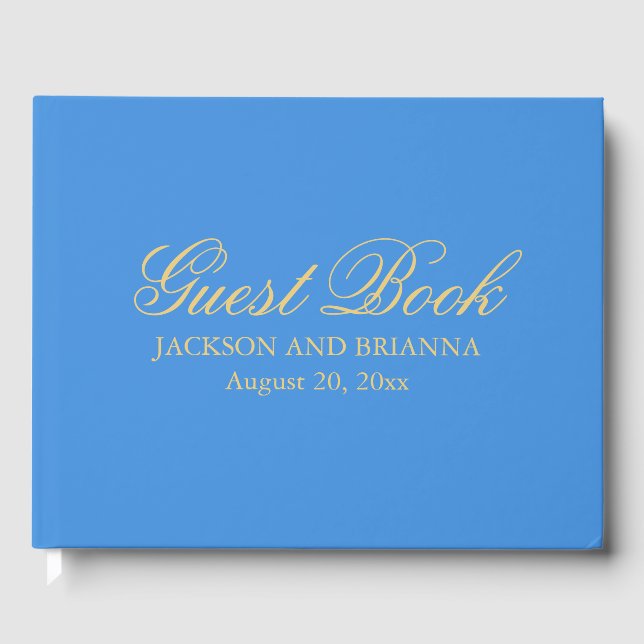 Summer Blue & Gold Personalisierte Wedding Guest B Gästebuch (Vorderseite)