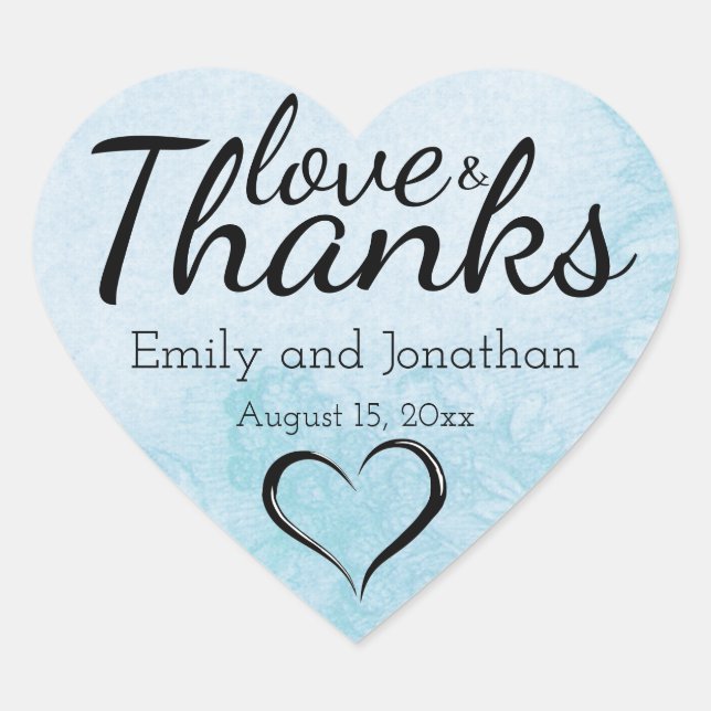 Summer Blue Heart Wedding Cake Box Stickers Custom (Vorderseite)