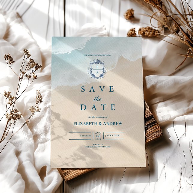Summer Blue Ocean Beach Hochzeit Save The Date (Von Creator hochgeladen)