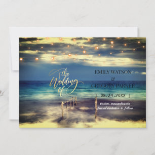 Summer Blue Ocean Beach Hochzeitseinladungen Save The Date
