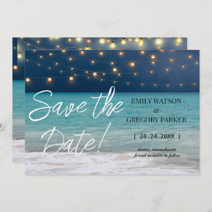 Summer Blue Ocean Beach Hochzeitseinladungen Save The Date