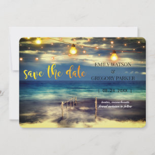 Summer Blue Ocean Beach Hochzeitseinladungen Save The Date