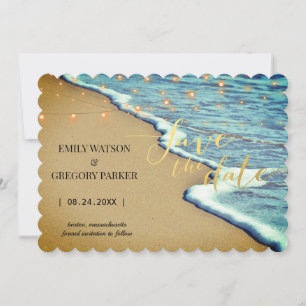 Summer Blue Ocean Beach Hochzeitseinladungen Save The Date