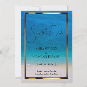 Summer Blue Ocean Beach Hochzeitseinladungen Save The Date