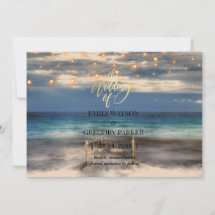 Summer Blue Ocean Beach Hochzeitseinladungen Save The Date