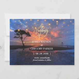 Summer Blue Ocean Beach Hochzeitseinladungen Save The Date