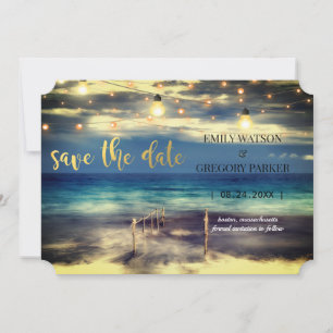 Summer Blue Ocean Beach Hochzeitseinladungen Save The Date