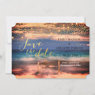 Summer Blue Ocean Beach Hochzeitseinladungen Save The Date