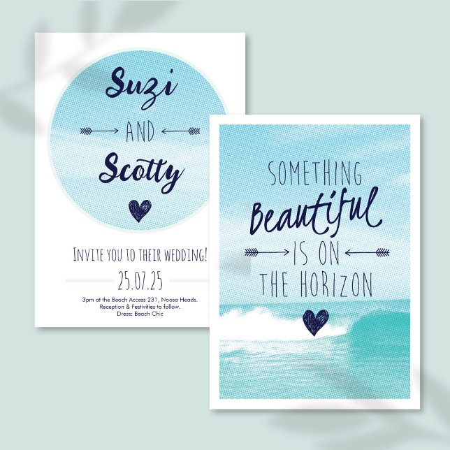 Summer Blue Ocean Quote Hochzeit Einladung (Von Creator hochgeladen)