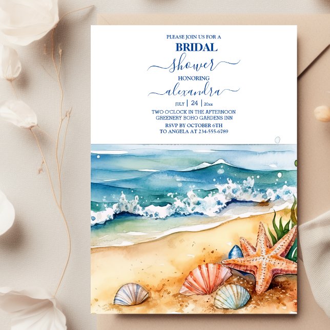 Summer Blue Ocean Waves Tropical Beach Bridal Einladung (Von Creator hochgeladen)