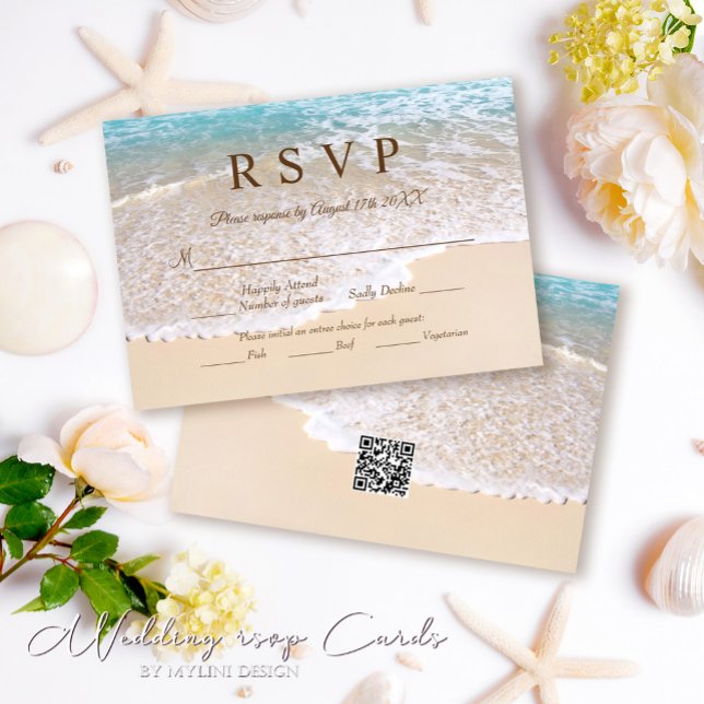 Summer Blue Ocean Waves Tropical Beach Hochzeit RSVP Karte (Von Creator hochgeladen)