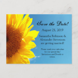 Summer Blue Sky Gelb Sonnenblume Save the Date Ankündigungspostkarte