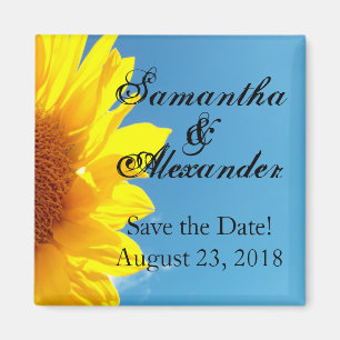 Summer Blue Sky mit gelber Sonnenblume Magnet