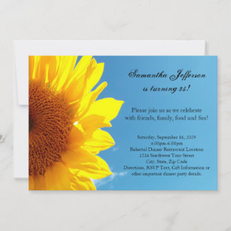 Summer Blue Sky, Yellow Sunflower Birthday Party Einladung