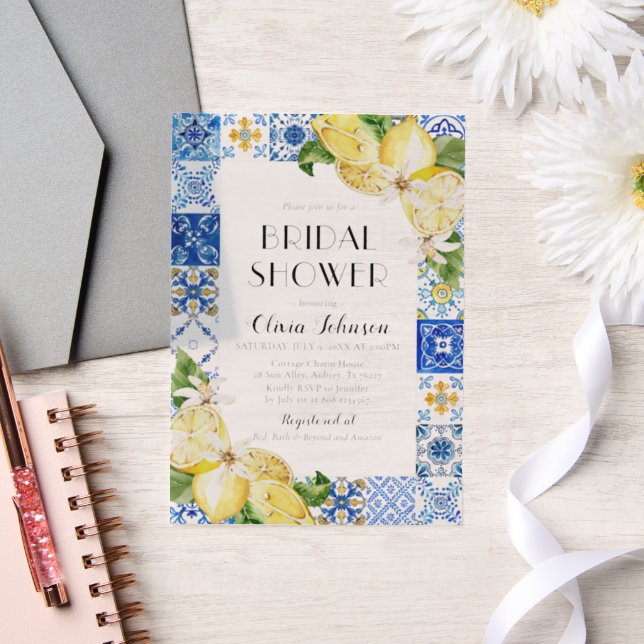 Summer Blue Tiles Lemon italienisches Brautparty (Hochzeit)