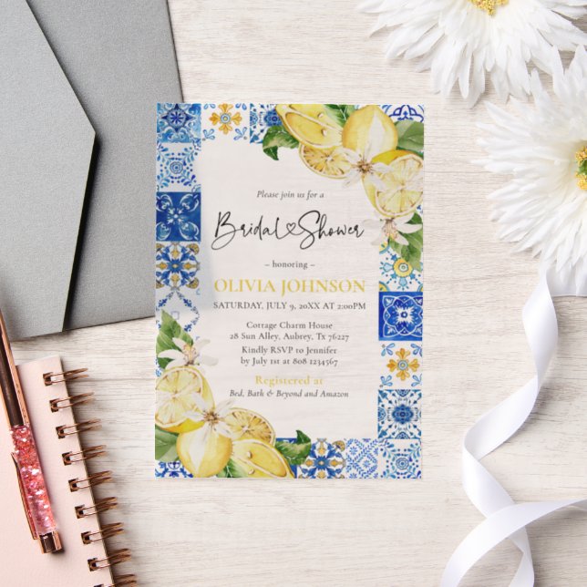 Summer Blue Tiles Lemons italienisches Brautparty (Hochzeit)