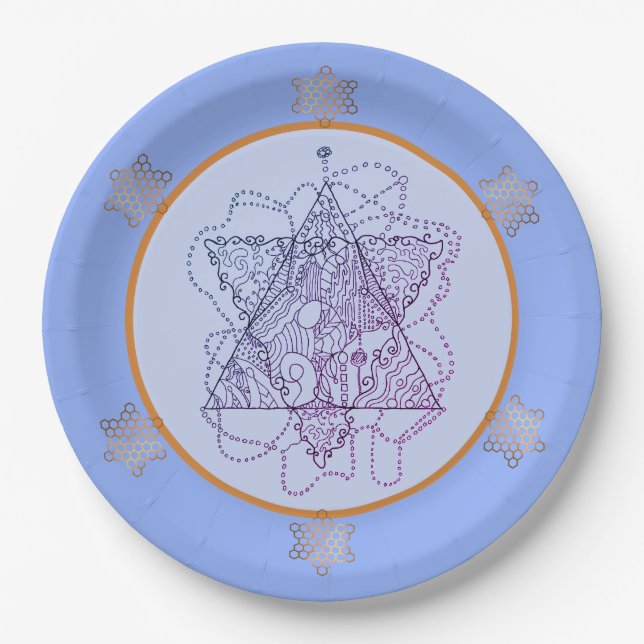 Summer Blues Jewish Star Paper Plate Pappteller (Vorderseite)