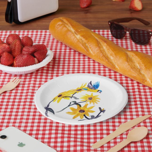 Summer Bluetit Sonnenblume Pappteller (Picknick)