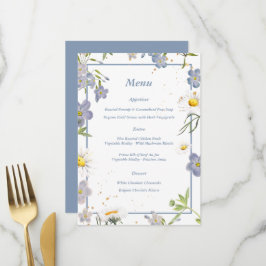 Summer Blume Blue Wedding Menu Menükarte