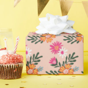 Summer Blume Bouquet auf rosa Geschenkpapier