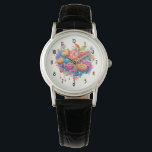 Summer Blume Bouquet Whimsical Boho Armbanduhr<br><div class="desc">Eine Uhr mit einer farbenfrohen Sammlung von Frühlings- und Sommerferien-Blume. Rosa Orange und Blau dominieren das Farbschema. Helle und mutige Blumenarrangements strahlen Glück aus. :</div>