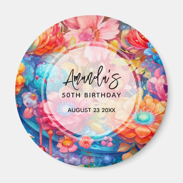 Summer Blume Bouquet Whimsical Boho Birthday Magnet (Vorne)