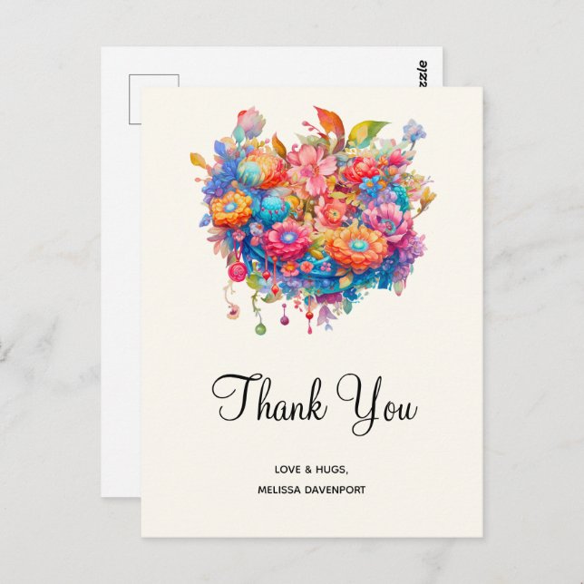 Summer Blume Bouquet Whimsical Boho Postkarte (Vorne/Hinten)