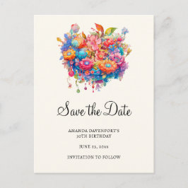 Summer Blume Bouquet Whimsical Boho Save the Date Einladungspostkarte