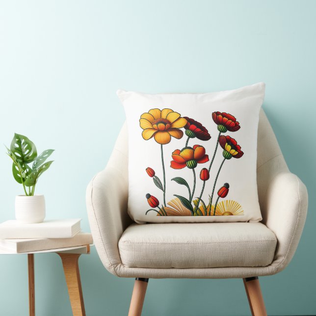 Summer Blume Cotton Throw Kissen (Stuhl )