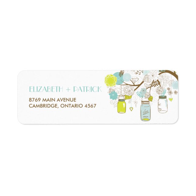 Summer Blume und Mason Jars Spring Address Label (Vorne)