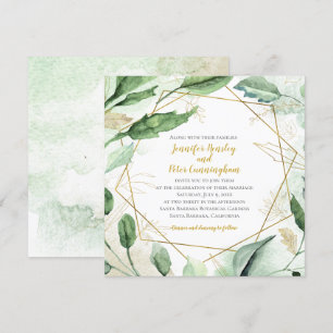 Summer Blush Blätter und geometrische Hochzeiten Einladung