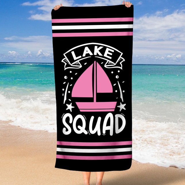 Summer Boat Lake Squad mit Strip Border Strandtuch (Summer Boat Lake Squad with Stripe Border Beach Towel)