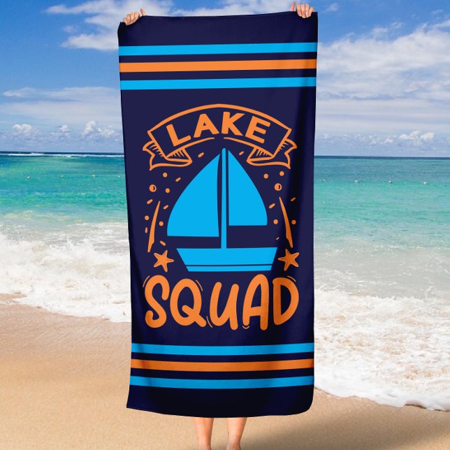 Summer Boat Lake Squad mit Strip Border Strandtuch (Summer Boat Lake Squad with Stripe Border Beach Towel)