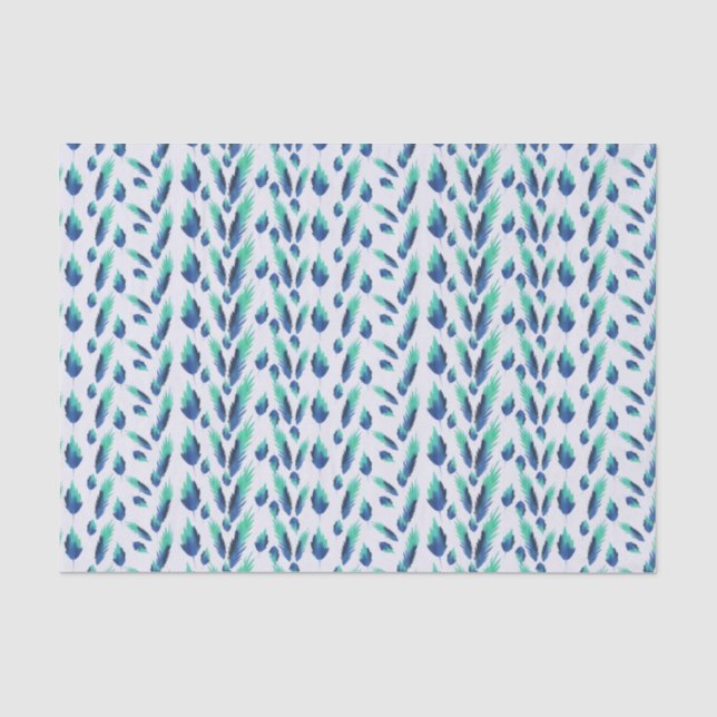 Summer Boho Blue Greenery Botanische Blätter Seidenpapier (Vorderseite)