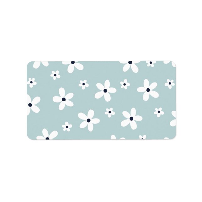 Summer Boho Blue White Daisy Blume Adressaufkleber (Vorne)