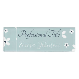 Summer Boho Blue White Daisy Blume Namenschild