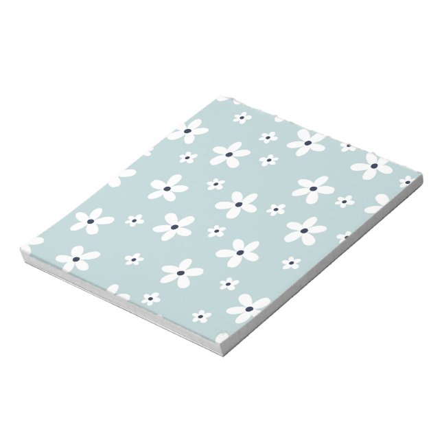 Summer Boho Blue White Daisy Blume Notizblock (Rotiert)