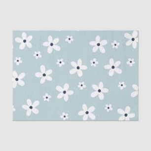 Summer Boho Blue White Daisy Blume Seidenpapier