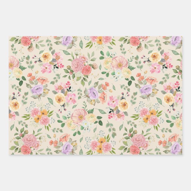 Summer Boho Floral on Bale Yellow Geschenkpapier Set (Vorderseite 2)