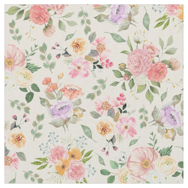 Summer Boho Floral on Bale Yellow Stoff (Nahaufnahme)