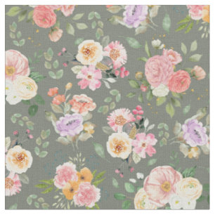 Summer Boho Floral on Gray Stoff