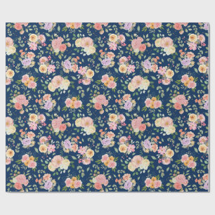 Summer Boho Floral on Navy Blue Geschenkpapier