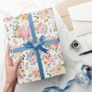 Summer Boho Floral on Off White Geschenkpapier