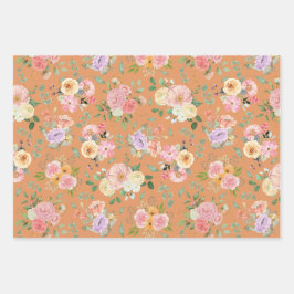 Summer Boho Floral on Orange Geschenkpapier Set