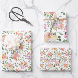 Summer Boho Floral on White Geschenkpapier Set