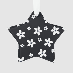 Summer Boho Schwarz-weiß Daisy Blume Ornament